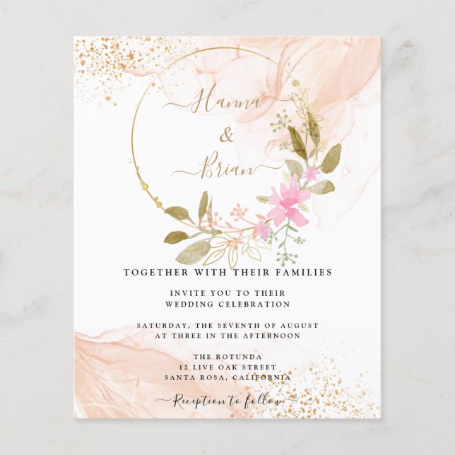 Blush Pink Floral, Spring Pink Wedding Flyer (Front)