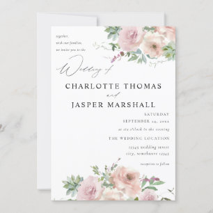Blush Pink Floral & Succulent Wedding Invitation