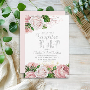 Blush Pink Floral Surprise 30th Birthday Invitation