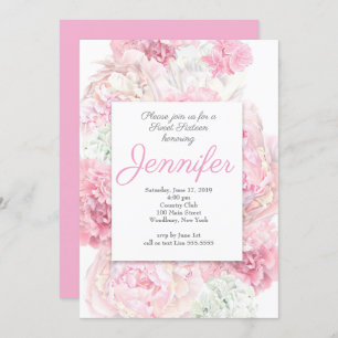 Blush Pink Floral Sweet 16 Invitation