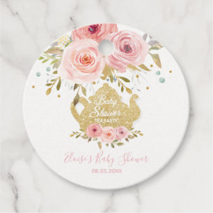 Blush Pink Floral Tea Party Baby Shower Thank You  Favour Tags