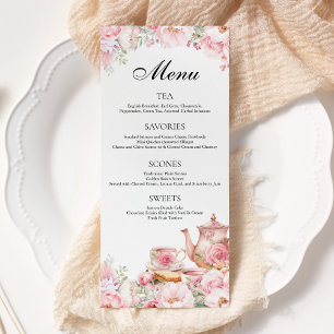 Blush Pink Floral Tea Party Menu