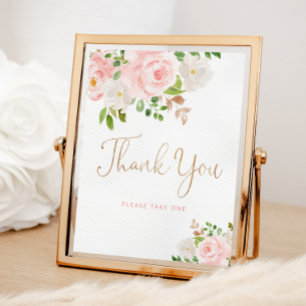 Blush pink floral Thank you Poster