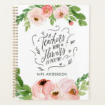 Blush pink floral thank you teacher gift  planner<br><div class="desc">Blush pink floral watercolor design. Elegant floral watercolor design and beautiful bold font. perfect teacher gift</div>
