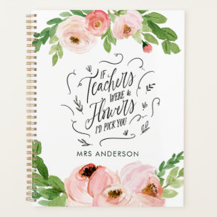 Blush pink floral thank you teacher gift  planner