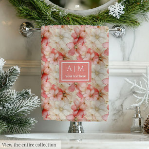 Blush Pink Floral Towel Elegant Monogram Wedding