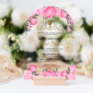 Blush Pink Floral Victorian Bridal Shower Arch Acrylic Invitations