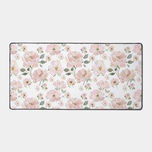 Blush Pink Floral Watercolor Desk Mat