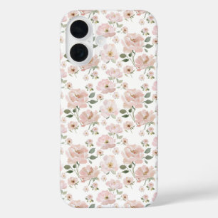 Blush Pink Floral Watercolor Pattern iPhone 16 Case