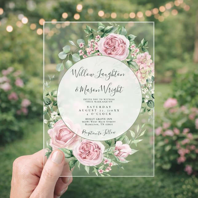 Blush Pink Floral Watercolor Wedding Acrylic Invitations (Blush Pink Floral Watercolor Wedding Acrylic Invitations)