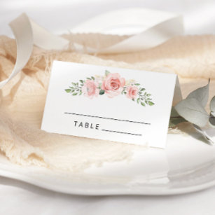 Blush pink floral Watercolor wedding place cards