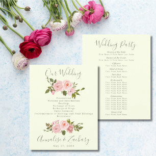 Blush Pink Floral Wedding Ceremony Program