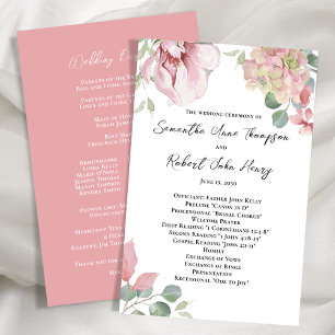 Blush Pink Floral Wedding Ceremony Program