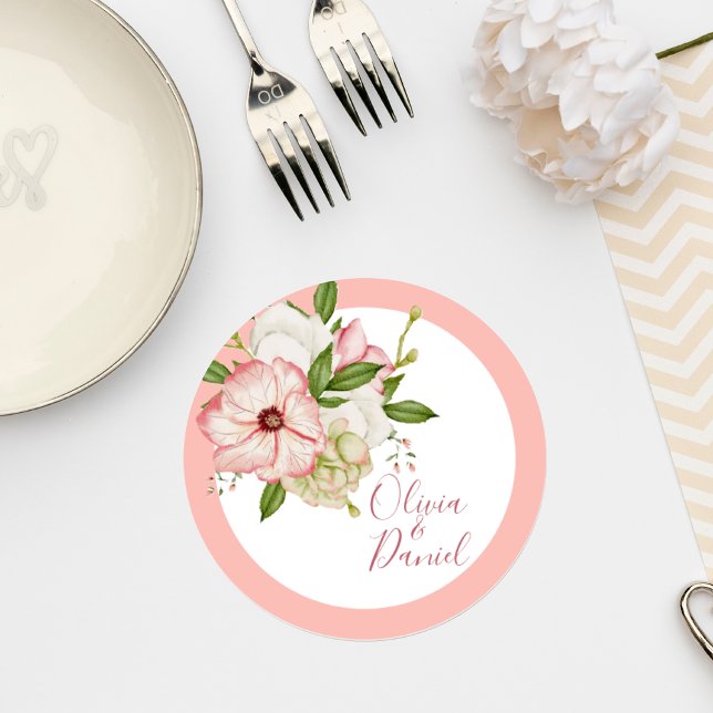 Blush Pink Floral Wedding Coaster (Creator Uploaded)