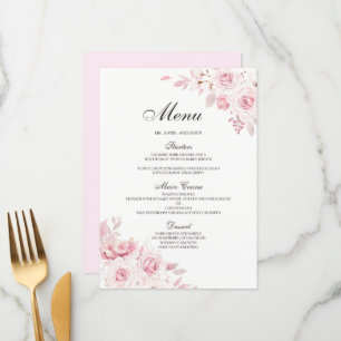 Blush Pink Floral Wedding Engagement Dinner Menu