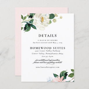 Blush Pink Floral Wedding Guest Information Card
