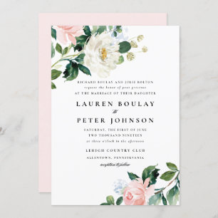 Blush Pink Floral Wedding Invitation