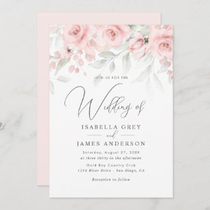 Blush Pink Floral Wedding Invitation