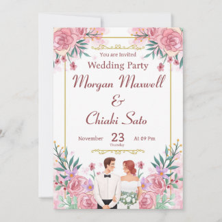 "Blush Pink Floral Wedding Invitation