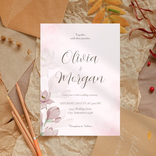 Blush Pink Floral Wedding Invitation (Creator Uploaded)