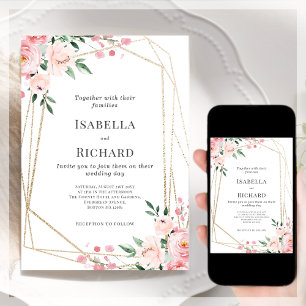 Blush Pink Floral Wedding Invitation