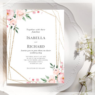 Blush Pink Floral   Wedding Invitation