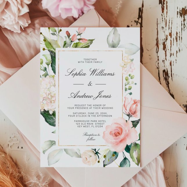 Blush Pink Floral Wedding Invitation (Creator Uploaded)