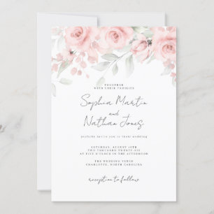 Blush Pink Floral Wedding  Invitation