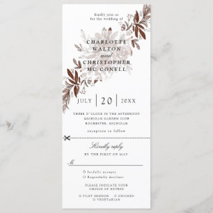 Blush pink floral wedding invite w rsvp attached
