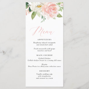 Blush Pink Floral Wedding Menu
