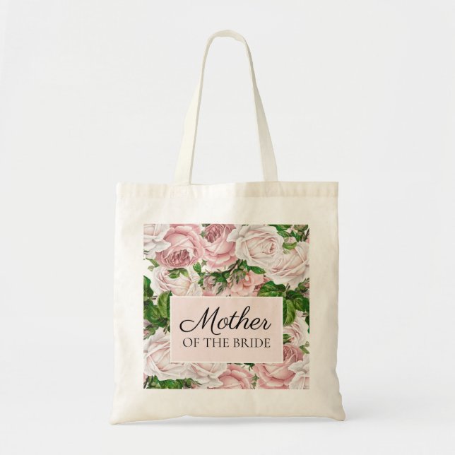 Blush Pink Floral Wedding Mother of Bride Tote Bag (Front)