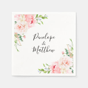 Blush Pink Floral Wedding Napkin