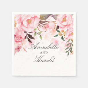 Blush Pink Floral Wedding Napkin