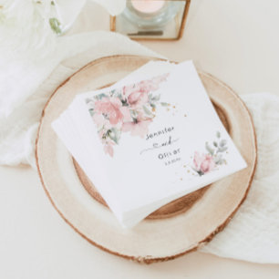 Blush pink floral wedding napkin