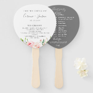 Blush Pink Floral Wedding Program Hand Fans