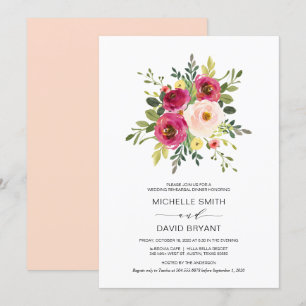 Blush Pink Floral, Wedding Rehearsal Dinner Invitation