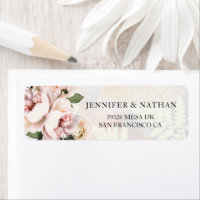 Blush Pink Floral Wedding Return Address