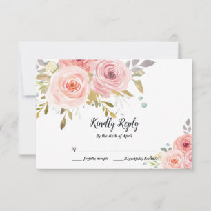Blush Pink Floral Wedding RSVP Card