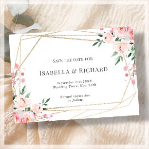 Blush Pink Floral Wedding  Save The Date