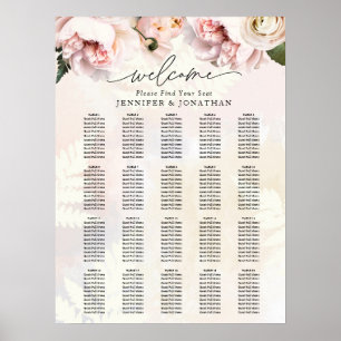 Blush Pink Floral Wedding Seating Chart Poster