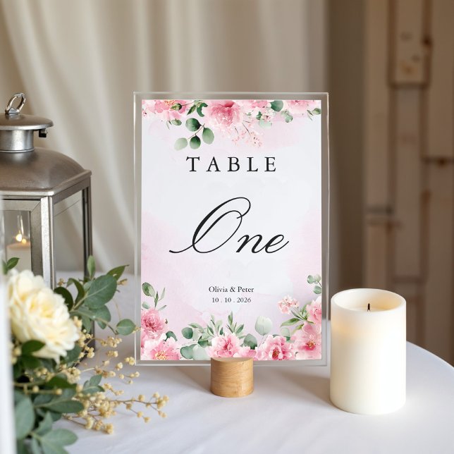 Blush Pink Floral Wedding Table Number (Creator Uploaded)
