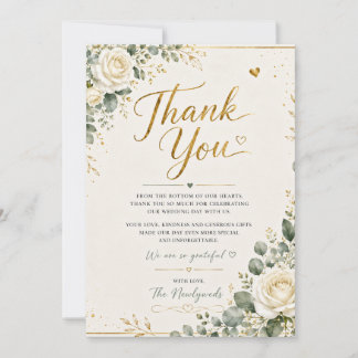 Blush Pink Floral Wedding Thank You Card