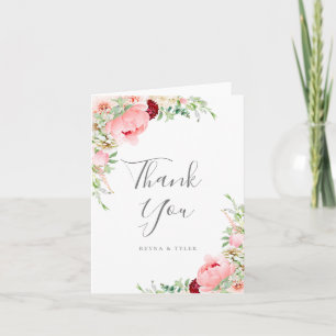 Blush Pink Floral Wedding Thank You Card