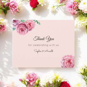Blush Pink Floral Wedding Thank You Note Card