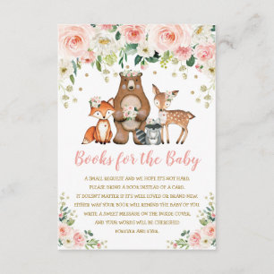 Blush Pink Floral Woodland Animals Books for Baby Enclosure Card