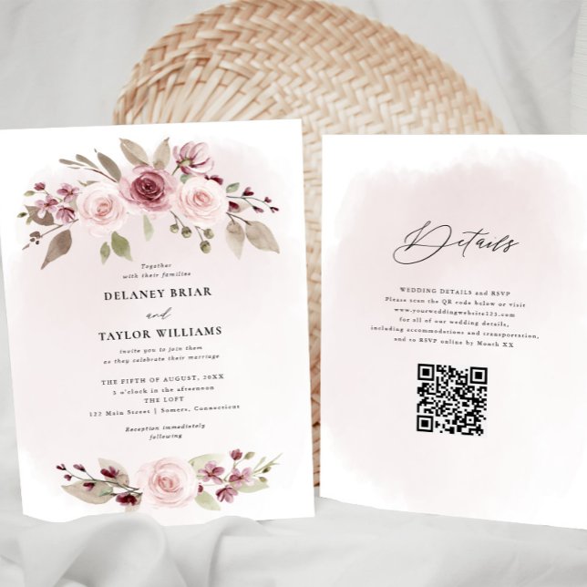 Blush Pink Floral Wreath Wedding One Piece Invitation (Creator Uploaded)