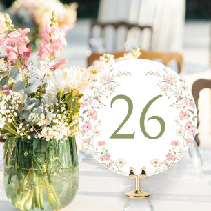 Blush Pink Floral Wreath Wedding Table Number