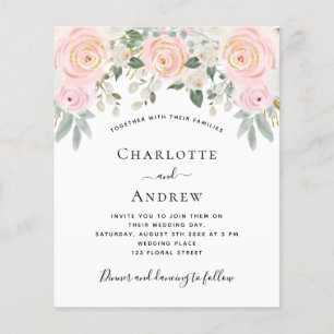 Blush pink florals social media wedding budget flyer
