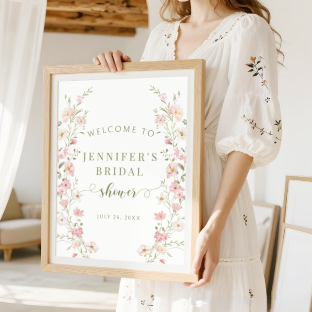 Blush Pink Flower Boho Bridal Shower Welcome Sign (Creator Uploaded)