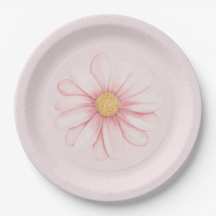 Blush Pink Flower Paper Plate